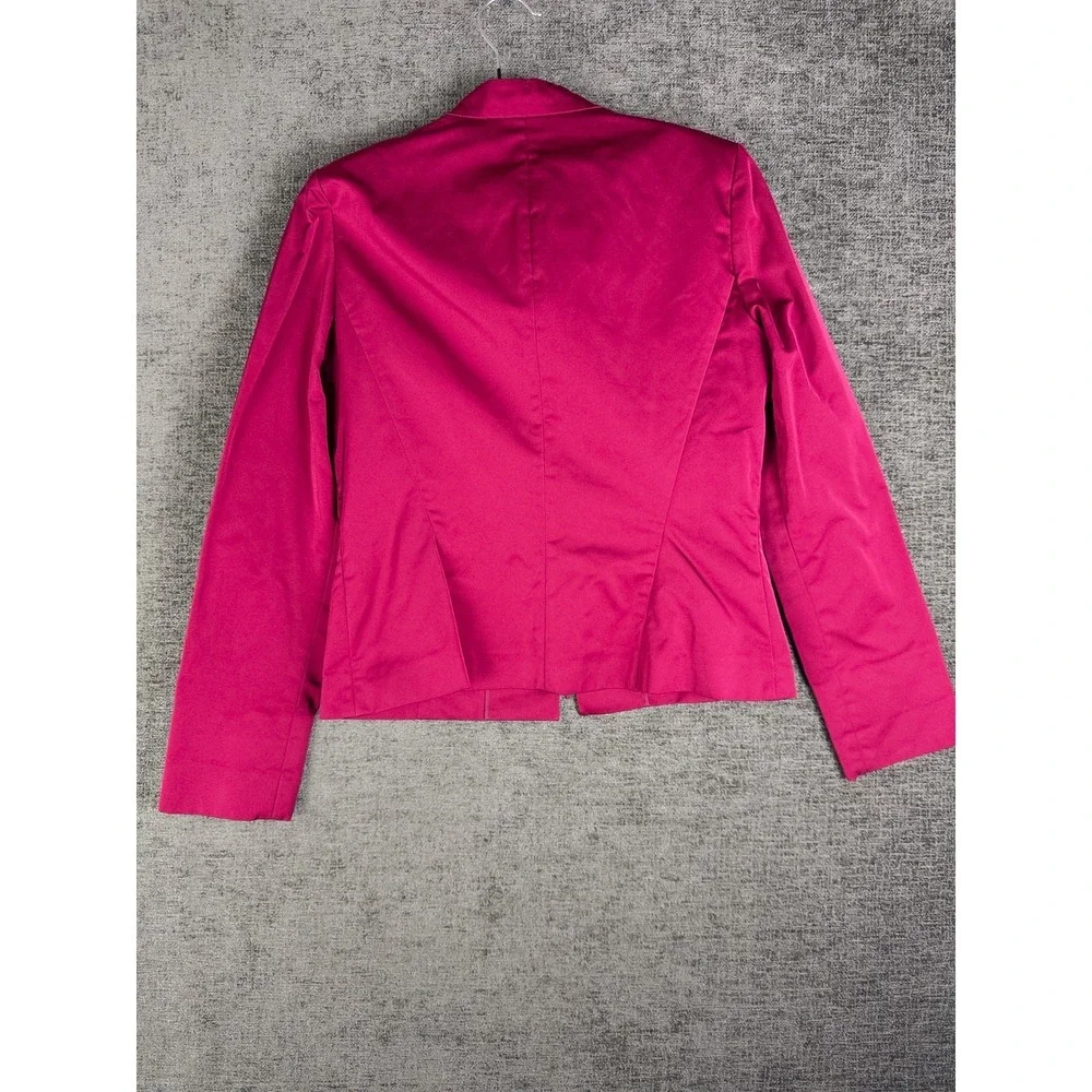 Lafayette 148 Jacket Womens 8P Fuchsia Full Zip Collarless Solid Minimalist